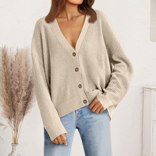 V-Neck Button Front Cardigan