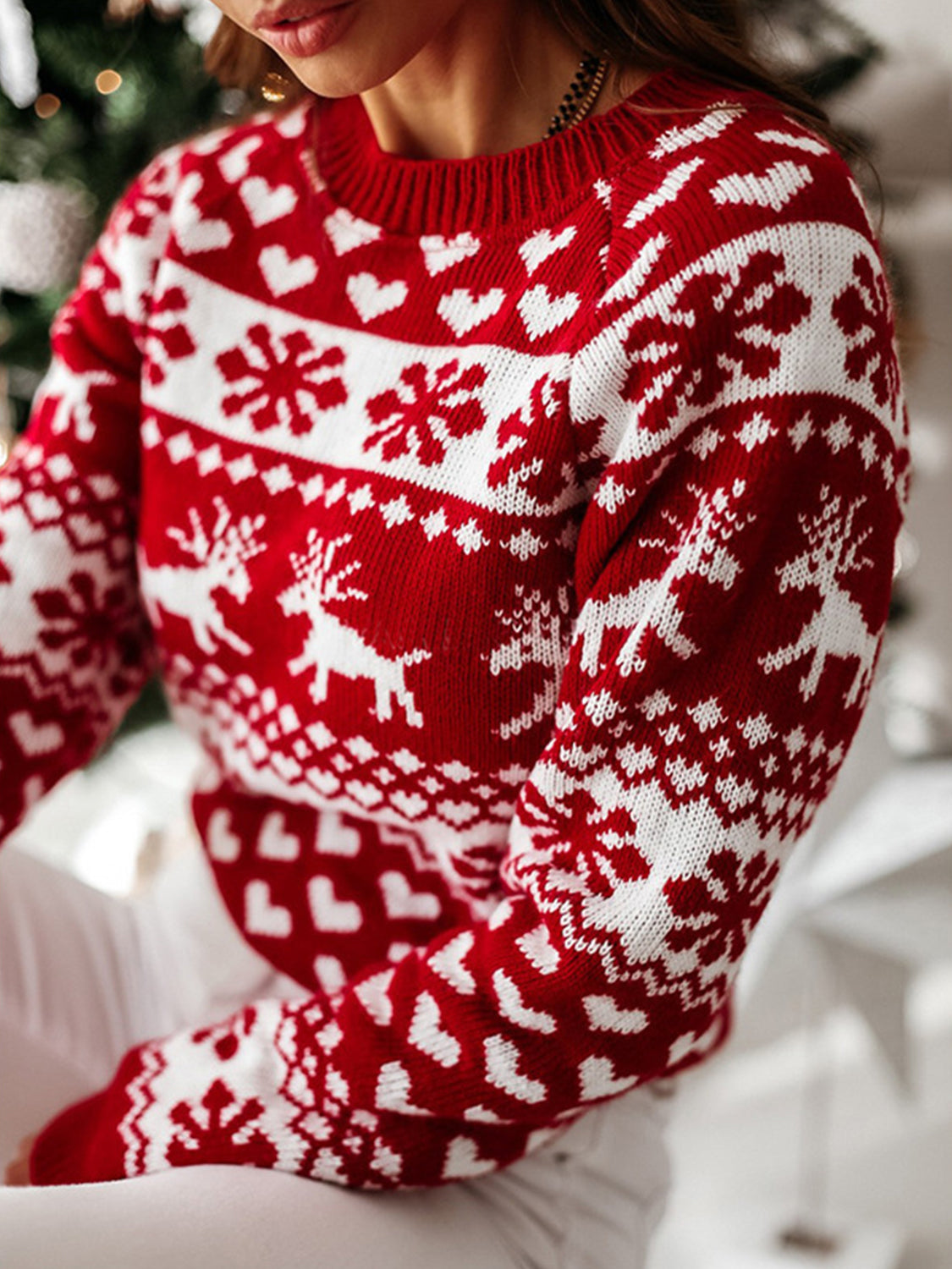 Christmas Theme Round Neck Sweater