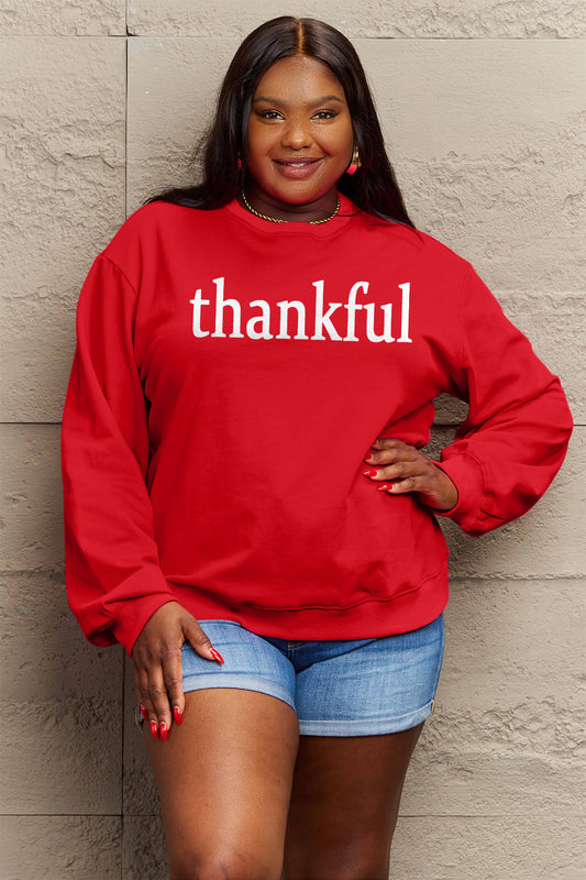 Simply Love Full Size THANKFUL Graphic Sweatshirt