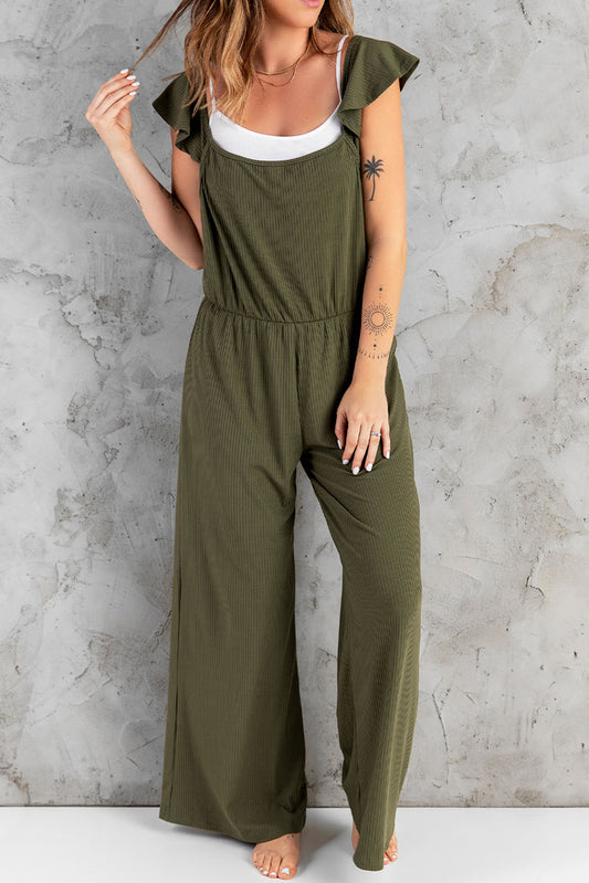 Flutter Sleeve Ribbed Jumpsuit - GlamZation