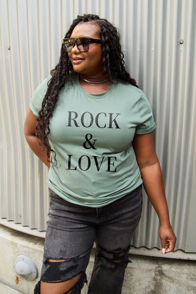 Simply Love Full Size ROCK ＆ LOVE Short Sleeve T-Shirt