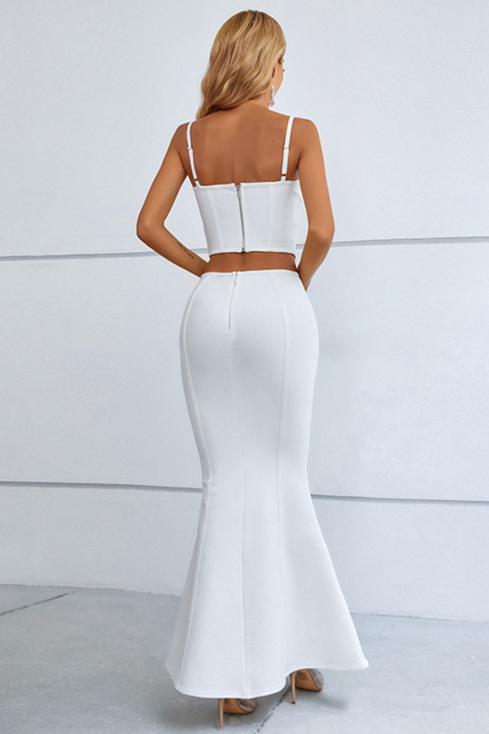 Cutout Seam Detail Cami and Fishtail Skirt Set - GlamZation