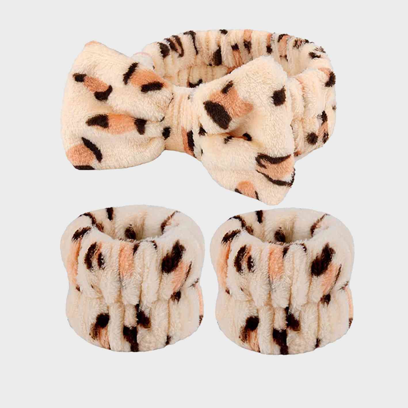 Animal Print Face Wash Wristband and Headband