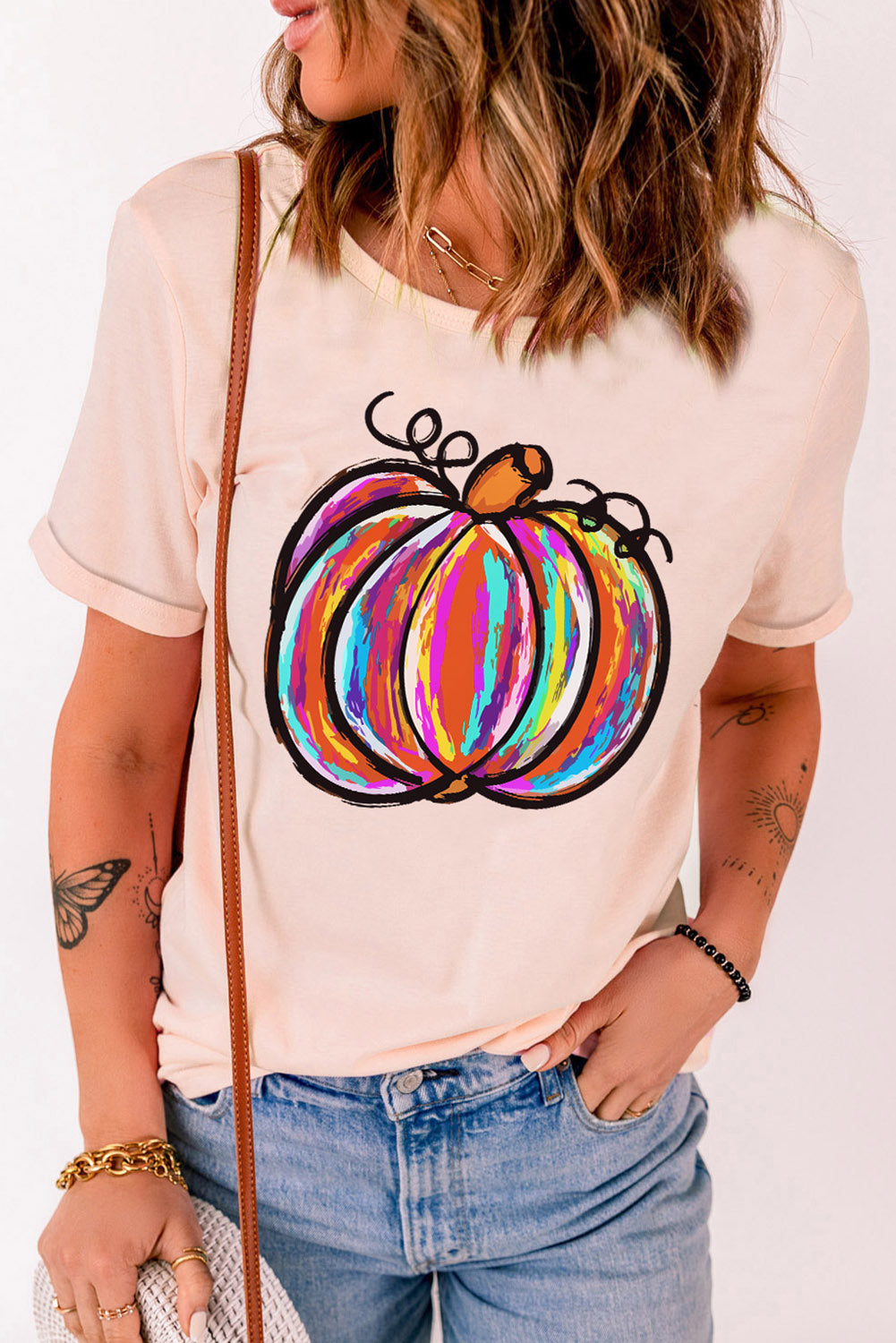 Pumpkin Graphic Round Neck T-Shirt