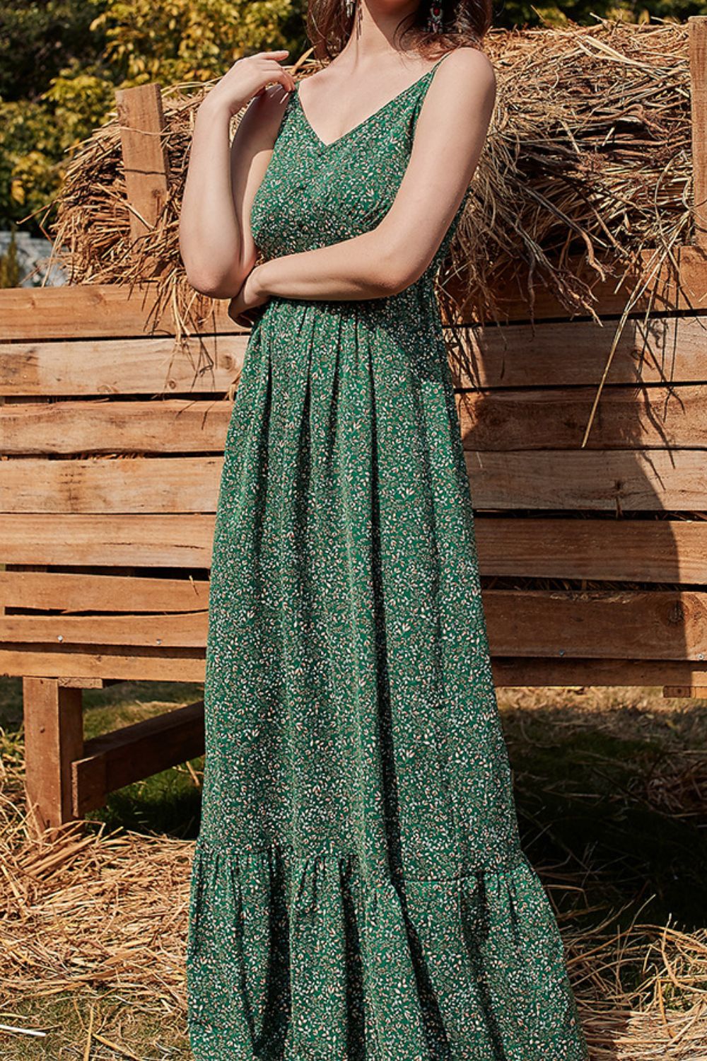 Ditsy Floral Spaghetti Strap Maxi Dress - GlamZation