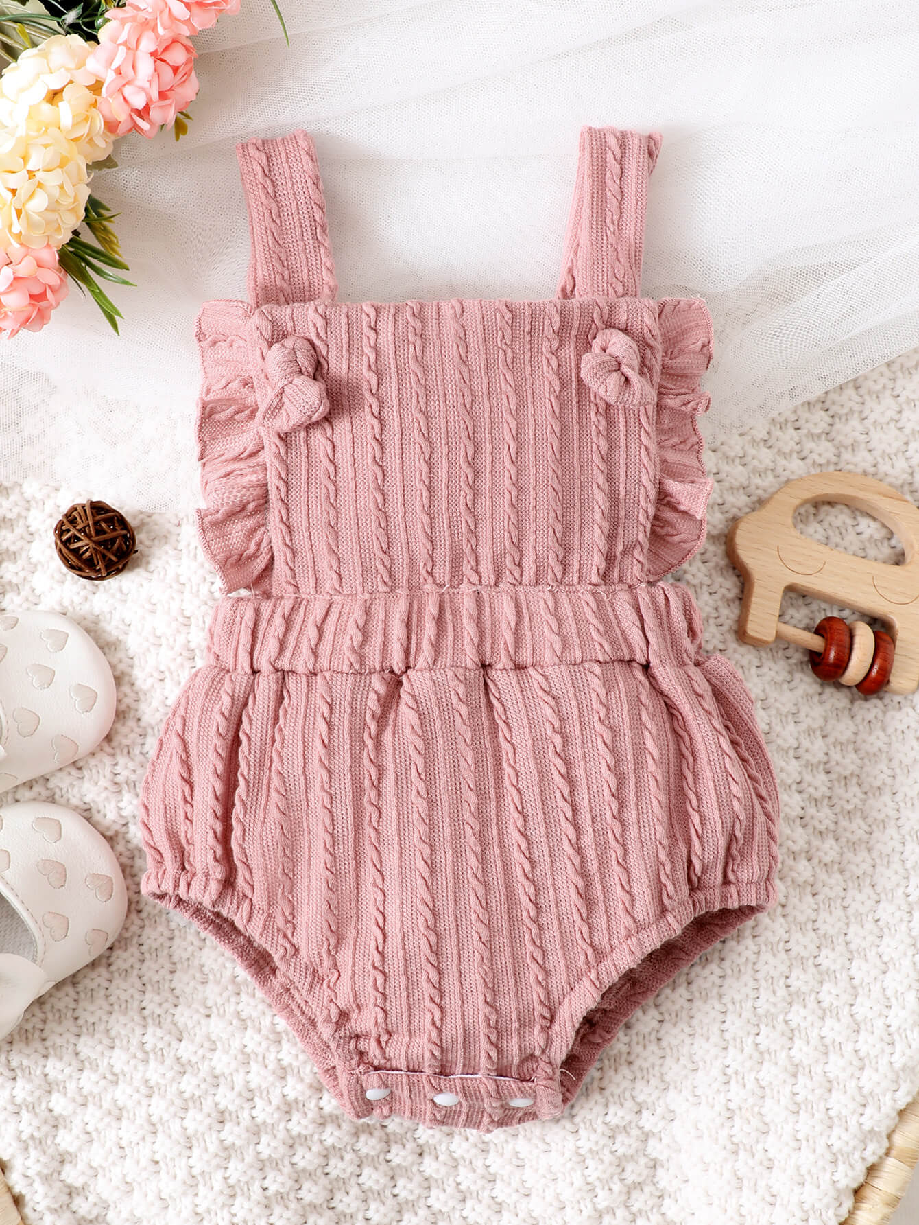 Baby Girl Textured Ruffled Bodysuit - GlamZation