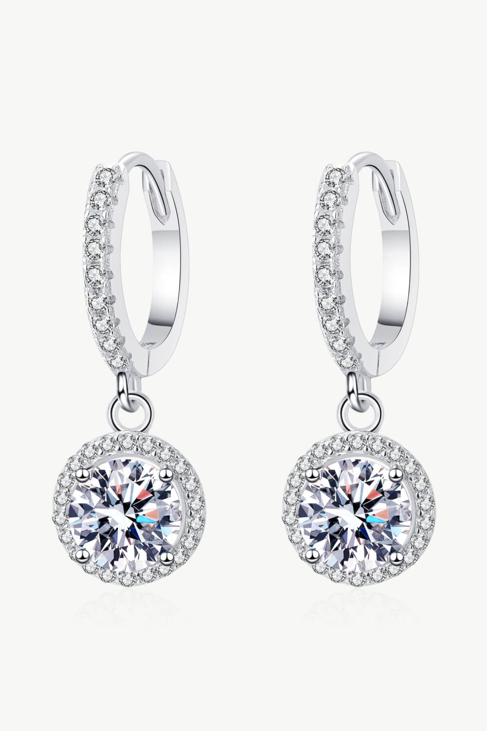 2 Carat Moissanite Round-Shaped Drop Earrings - GlamZation