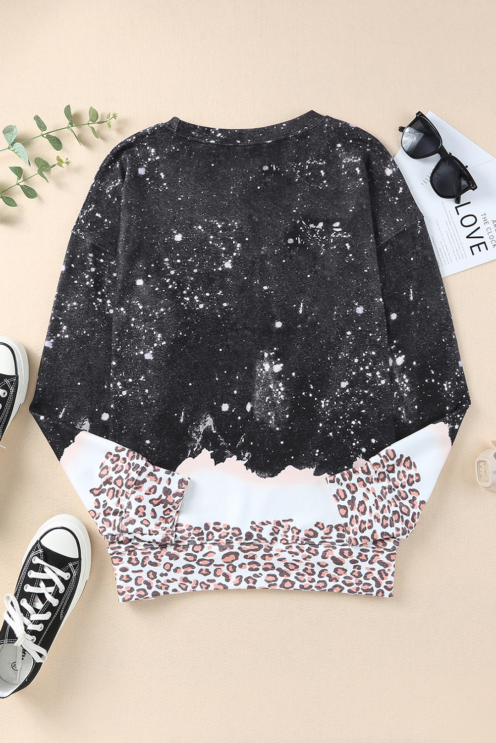 Leopard Contrast Drop Shoulder Sweatshirt