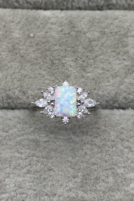 925 Sterling Silver Zircon and Opal Ring - GlamZation