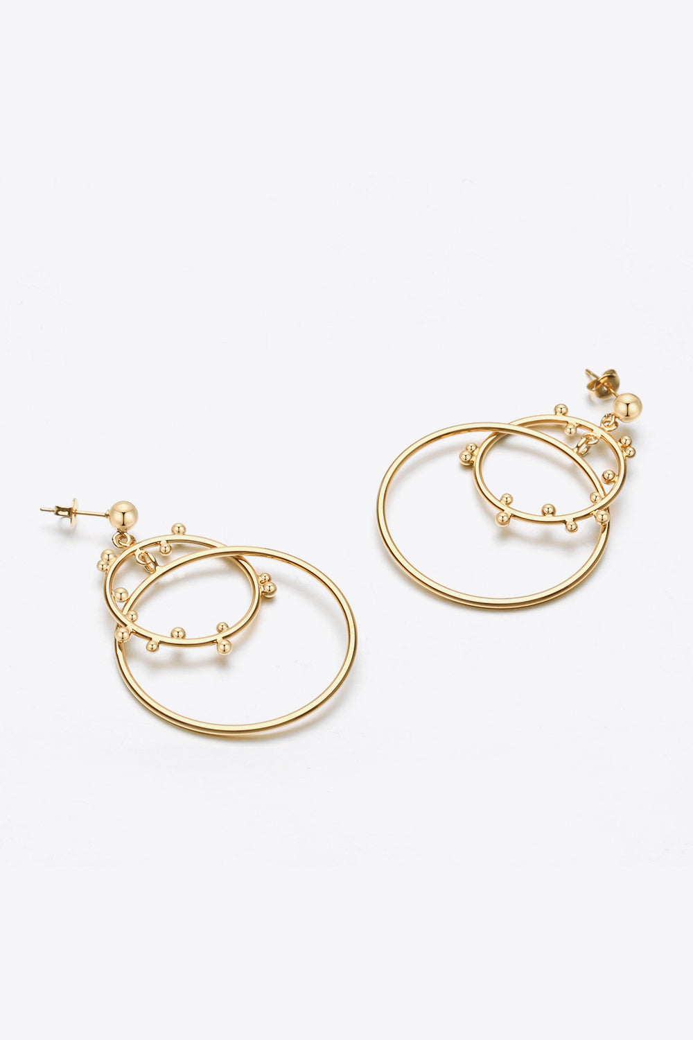 18K Gold-Plated Double Hoop Drop Earrings - GlamZation