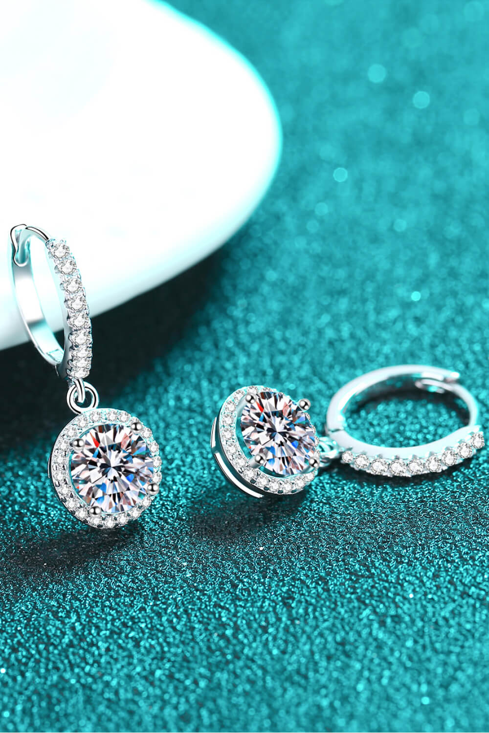 2 Carat Moissanite Round-Shaped Drop Earrings - GlamZation