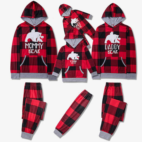 BABY BEAR Graphic Plaid Hooded Jumpsuit