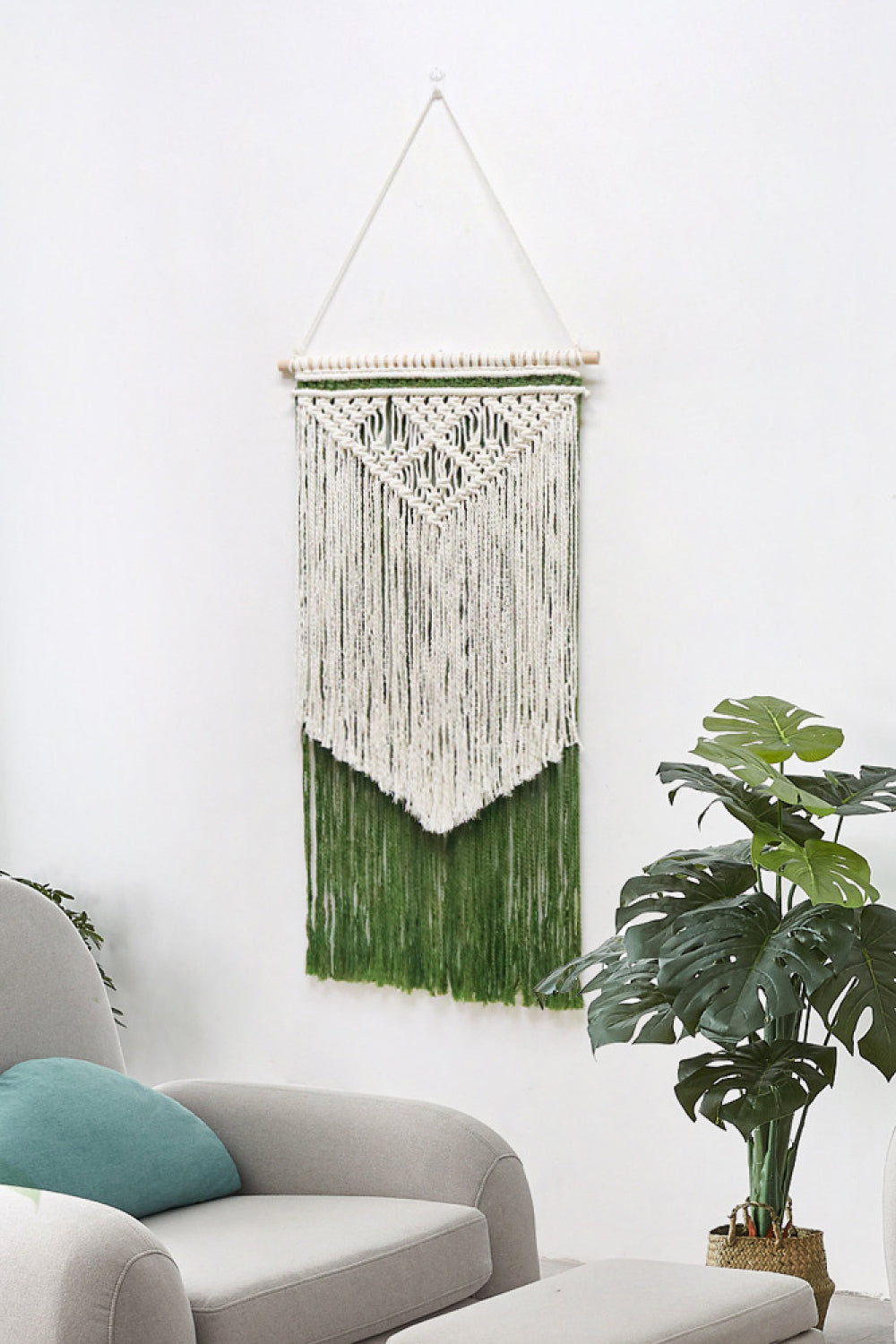 Contrast Fringe Handmade Macrame Wall Hanging - GlamZation