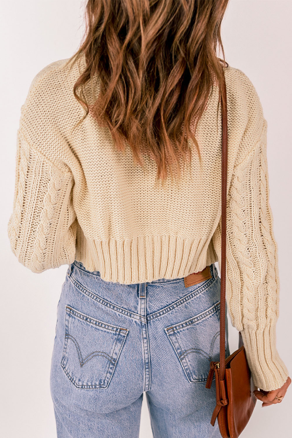 Cable-Knit Cropped Cardigan and Cami Set - GlamZation