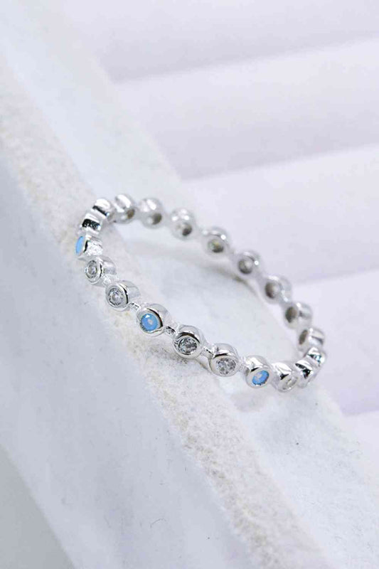 925 Sterling Silver Zircon and Natural Moonstone Ring