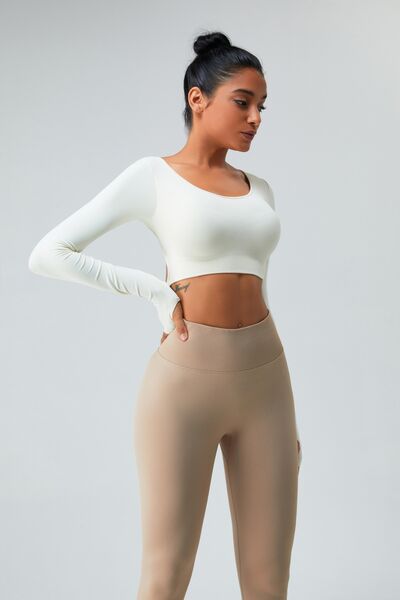 Cutout Round Neck Long Sleeve Active T-Shirt