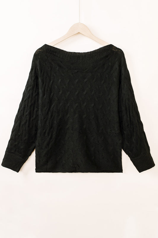 Boat Neck Long Sleeve Sweater