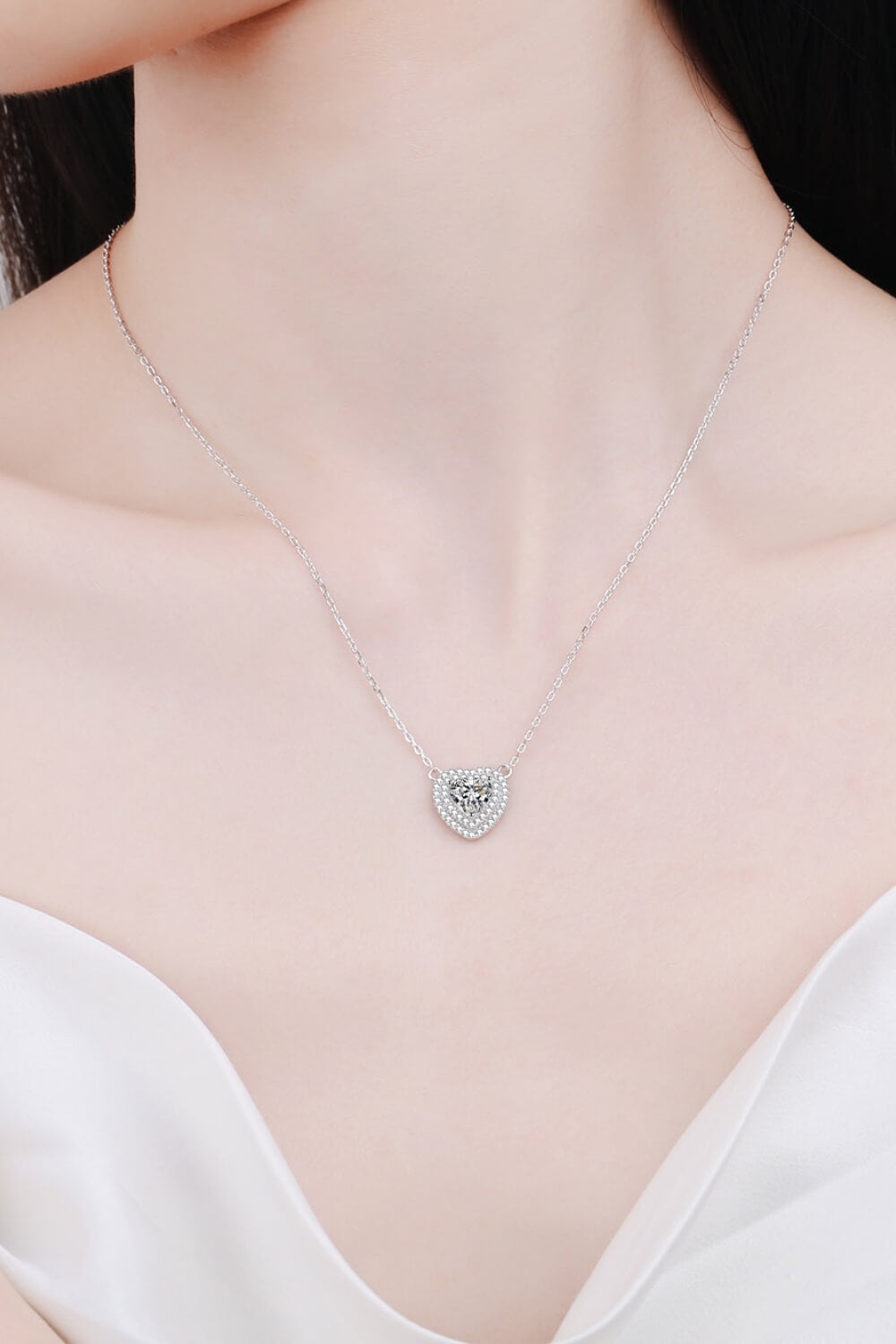 Moissanite Heart Pendant Chain Necklace