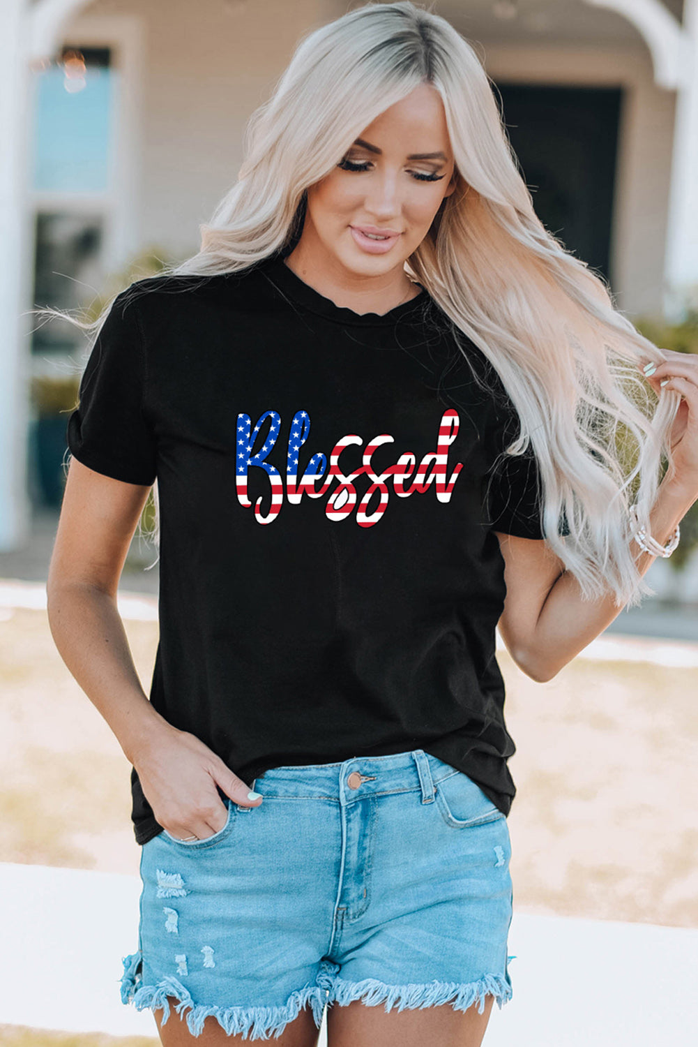 BLESSED Round Neck Tee - GlamZation