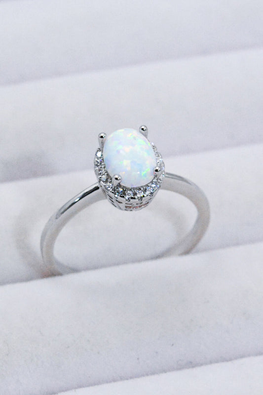 925 Sterling Silver 4-Prong Opal Ring - GlamZation