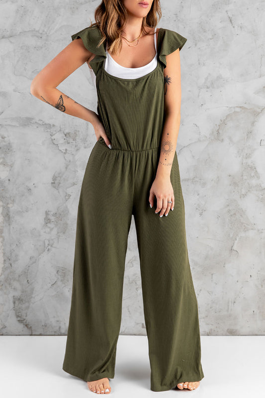 Flutter Sleeve Ribbed Jumpsuit - GlamZation