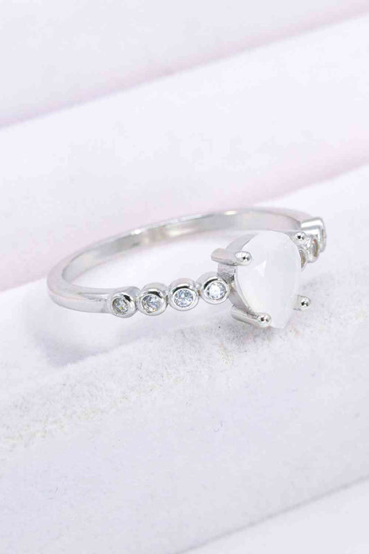 Teardrop Natural Moonstone Ring