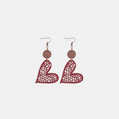 PU Leather Iron Hook Heart Earrings