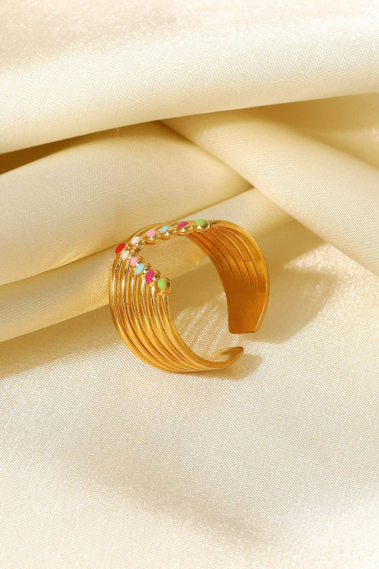 Candy Skies Decorative Enamel V-Shaped Open Ring - GlamZation