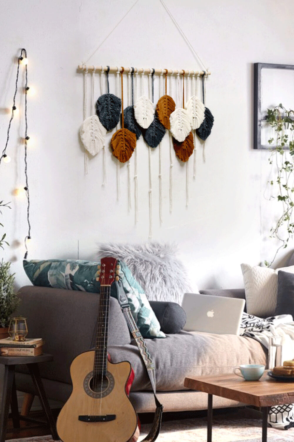 Hand-Woven Feather Macrame Wall Hanging