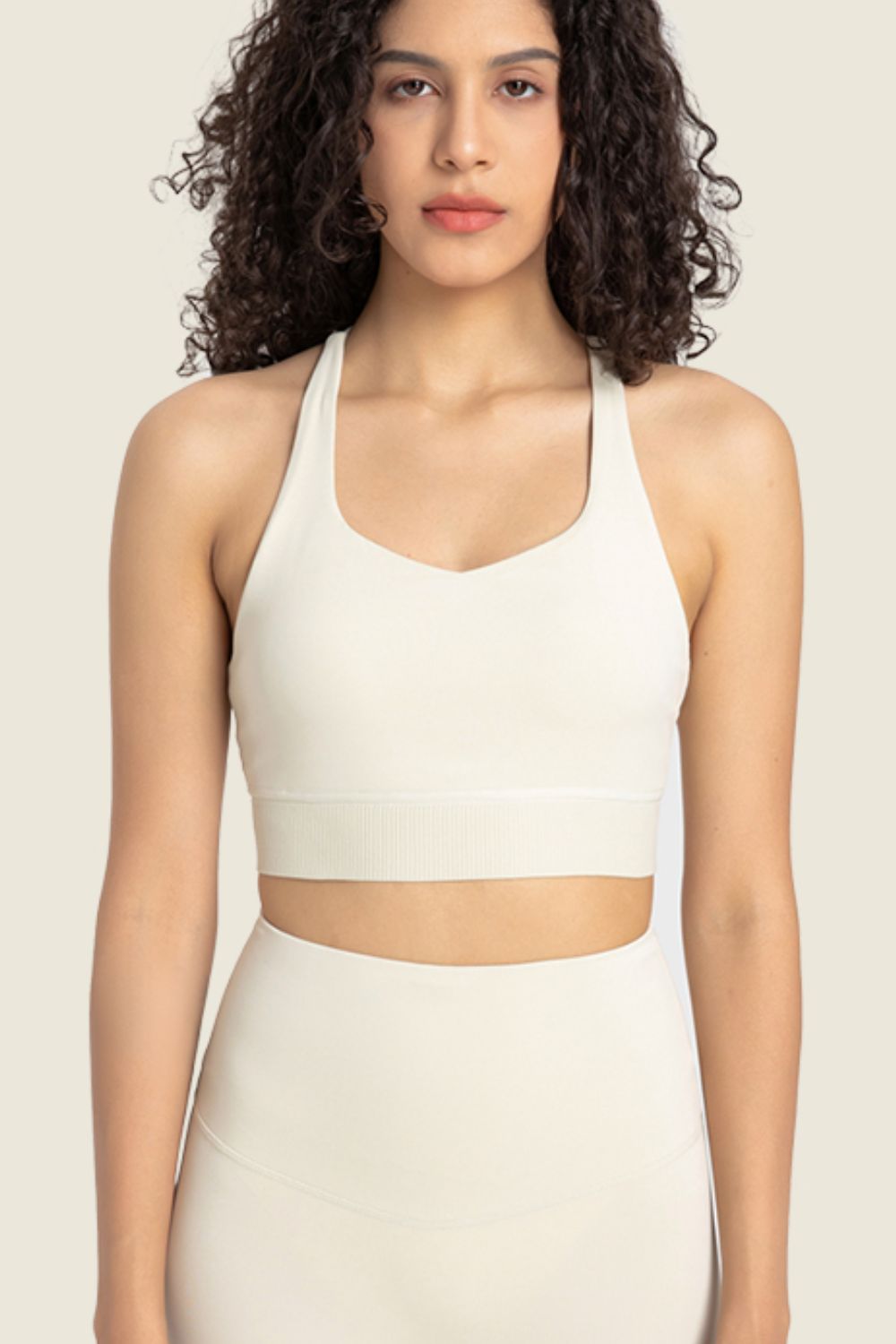 Feel Like Skin Racerback Halter Neck Sports Bra - GlamZation