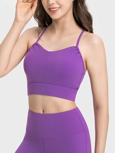 Spaghetti Strap Crisscross Back Active Bra