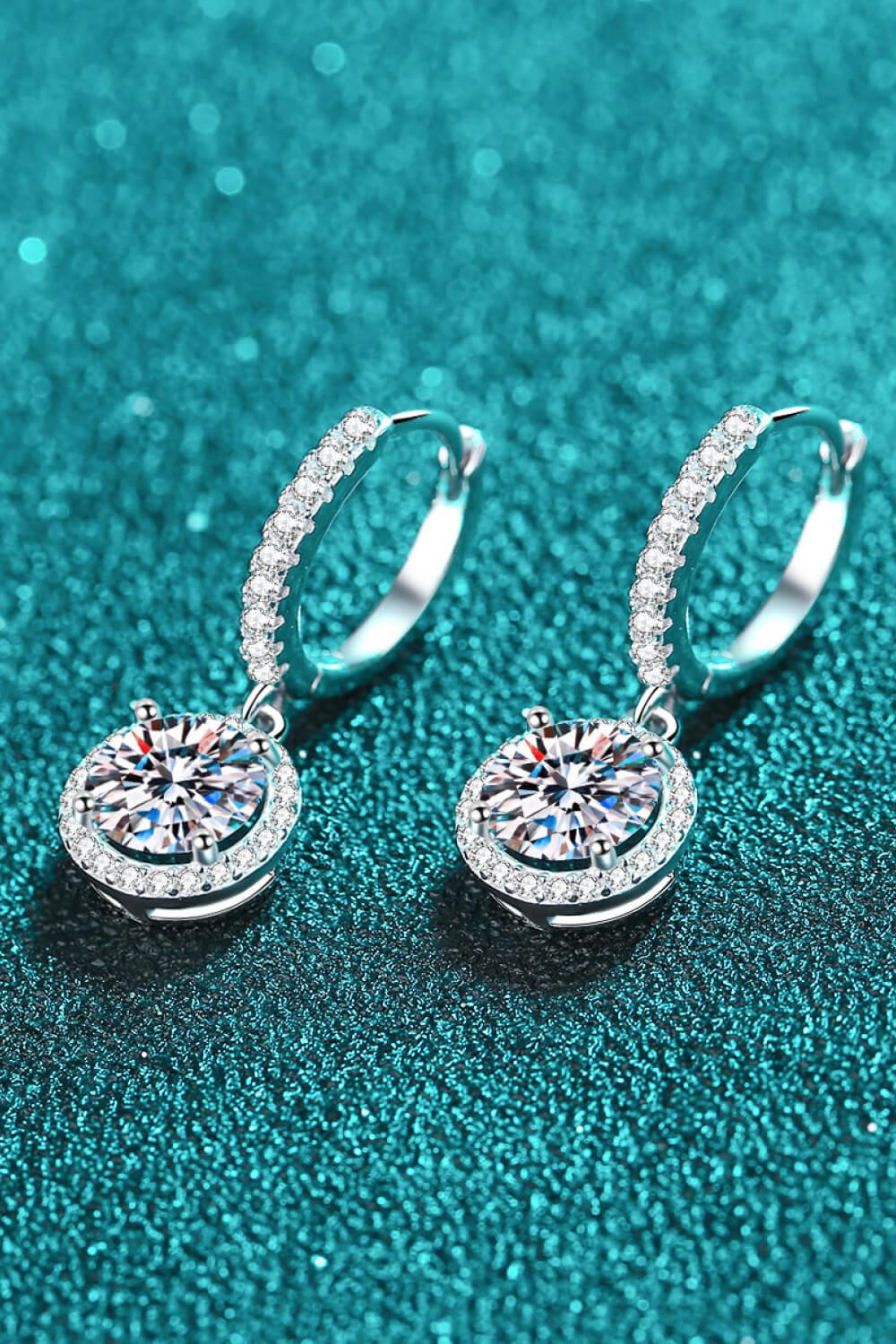 2 Carat Moissanite Round-Shaped Drop Earrings - GlamZation