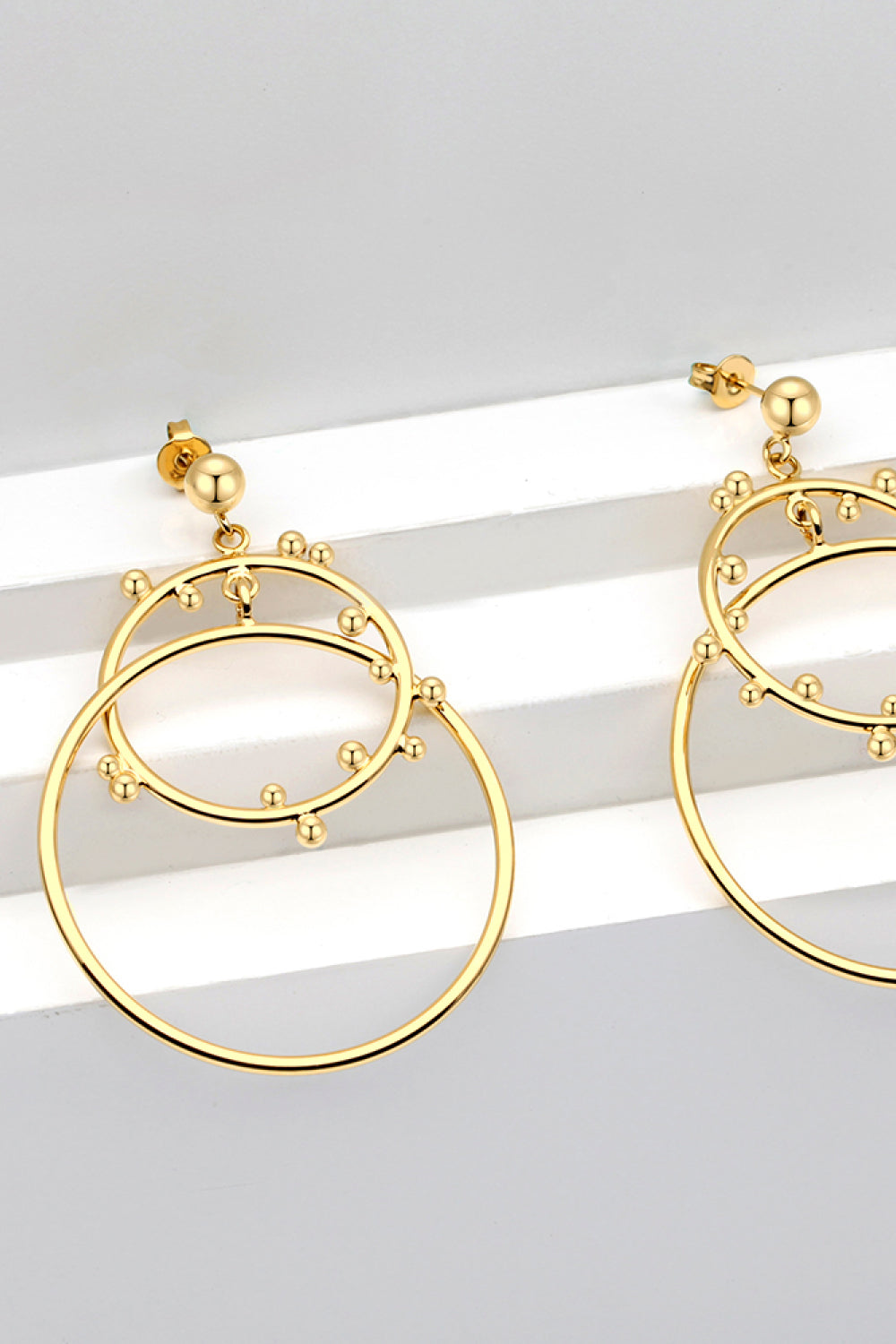 18K Gold-Plated Double Hoop Drop Earrings - GlamZation