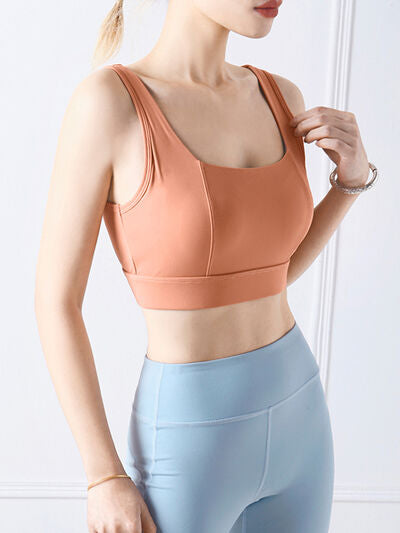 Square Neck Wide Strap Active Bra