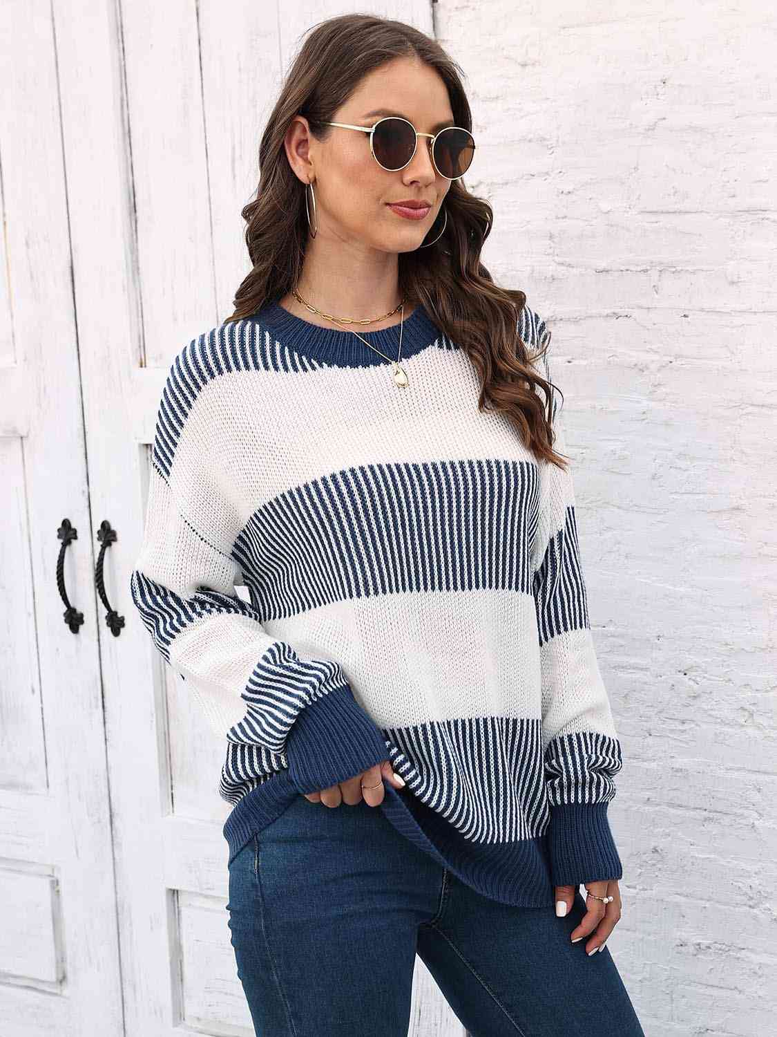 Full Size Round Neck Drop Shoulder Sweater