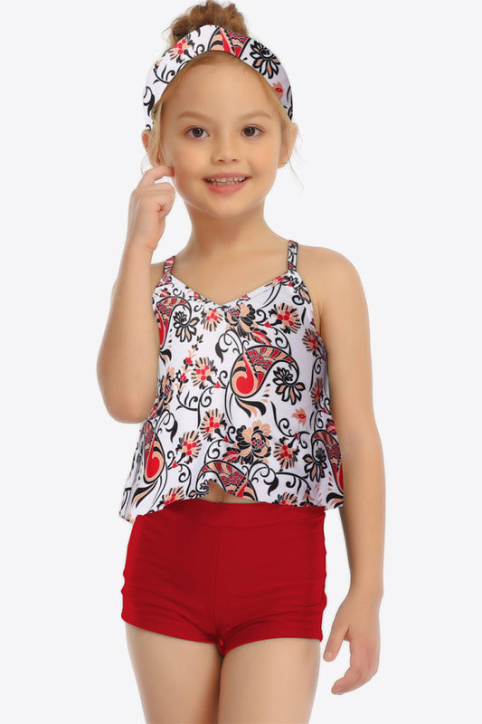 Floral Crisscross Cami and Shorts Swim Set - GlamZation