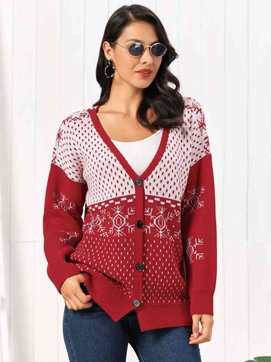 Snowflake Button Down Cardigan