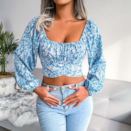 Ditsy Floral Crisscross Cropped Top - GlamZation