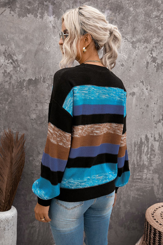 Cozy For Keeps Color Block Drop Shoulder Sweater - GlamZation