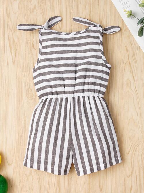 Striped Sleeveless Drawstring Romper