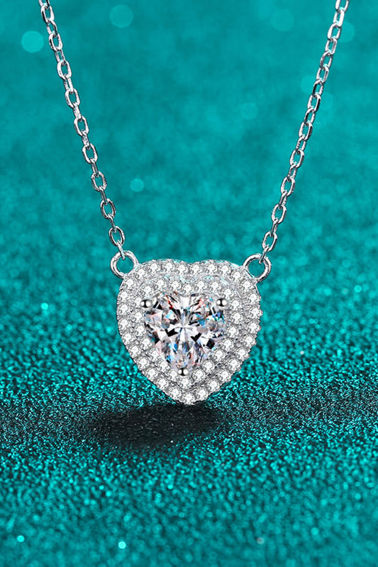 Moissanite Heart Pendant Chain Necklace