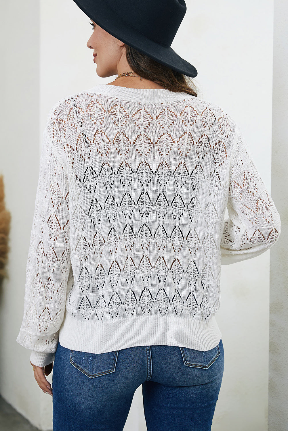 Openwork V-Neck Cardigan