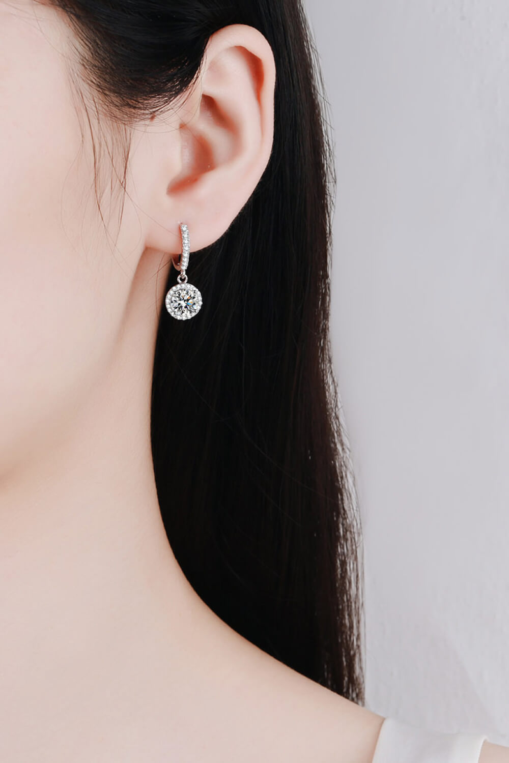 2 Carat Moissanite Round-Shaped Drop Earrings - GlamZation