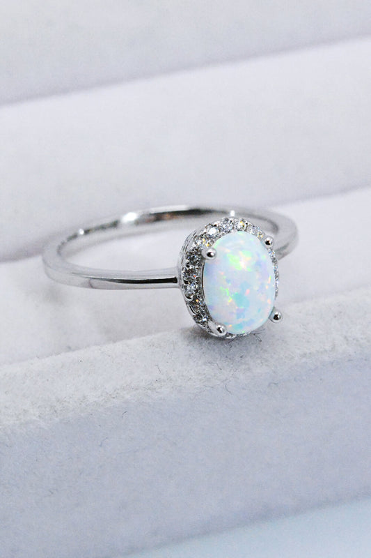 925 Sterling Silver 4-Prong Opal Ring - GlamZation