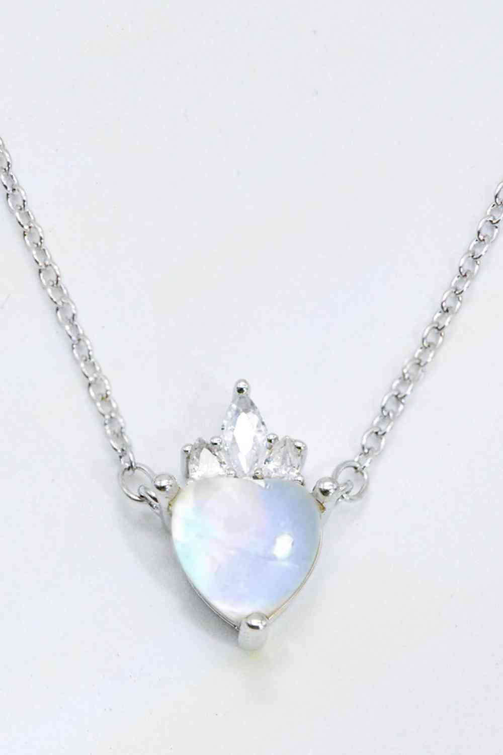 925 Sterling Silver Moonstone Heart Pendant Necklace