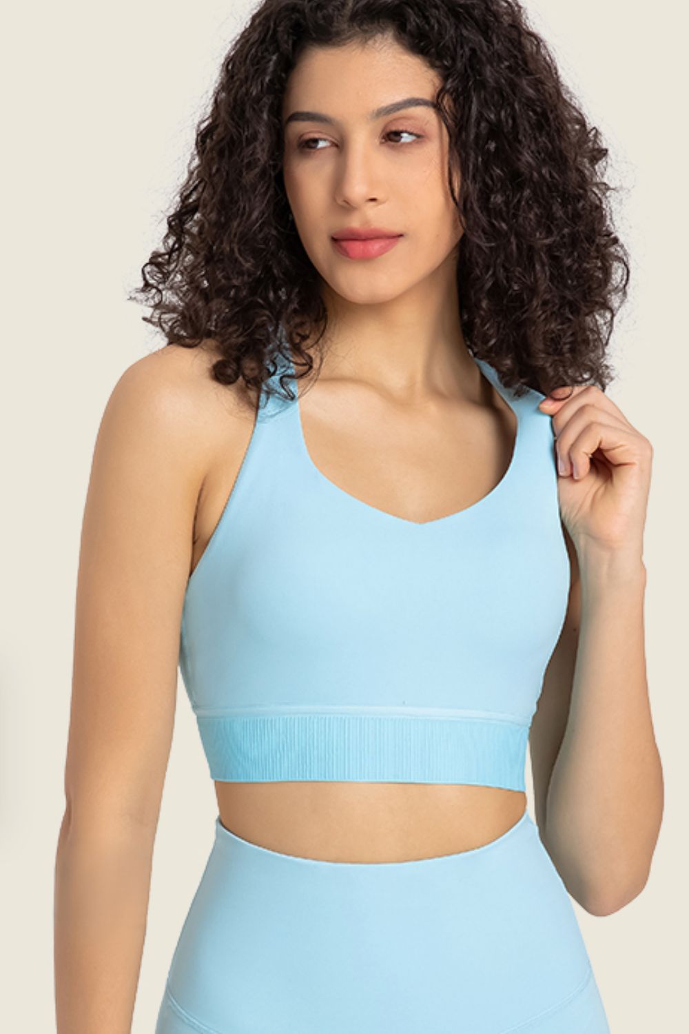 Feel Like Skin Racerback Halter Neck Sports Bra - GlamZation