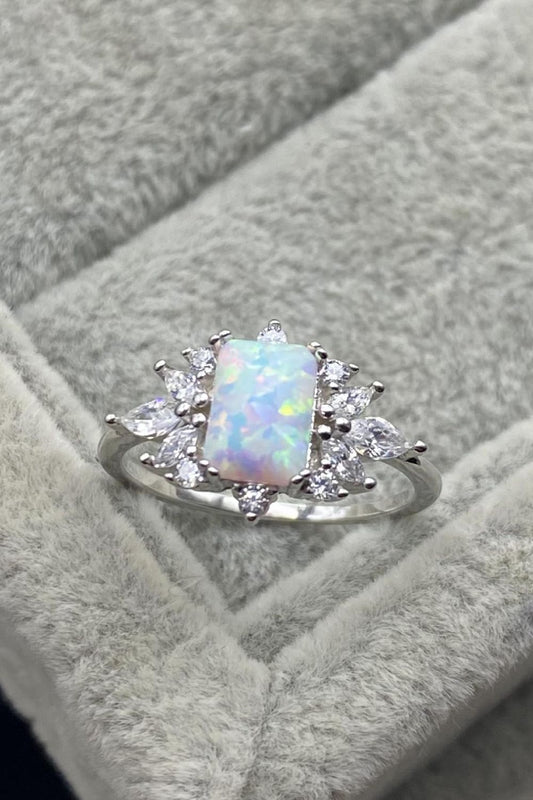 925 Sterling Silver Zircon and Opal Ring - GlamZation