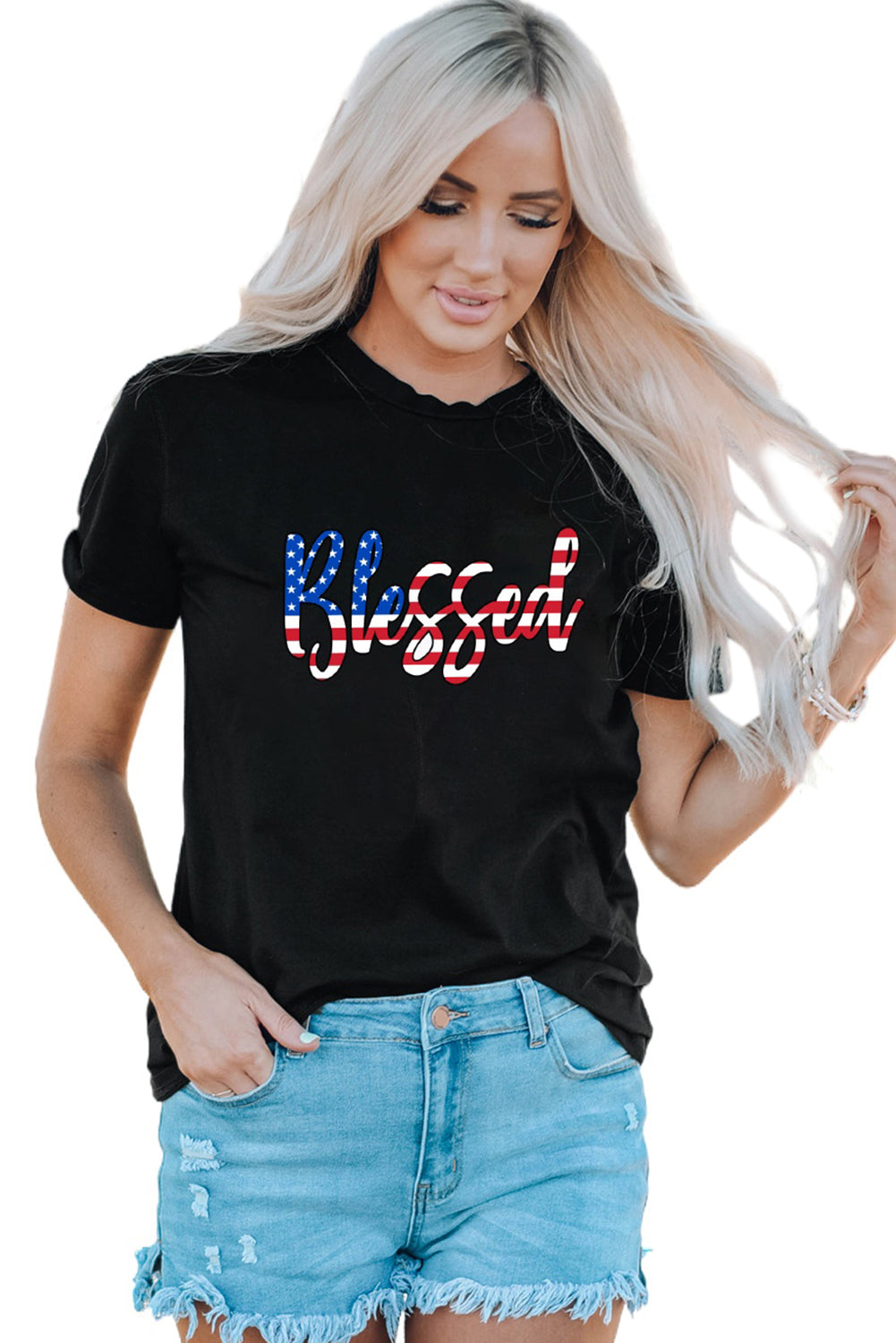 BLESSED Round Neck Tee - GlamZation