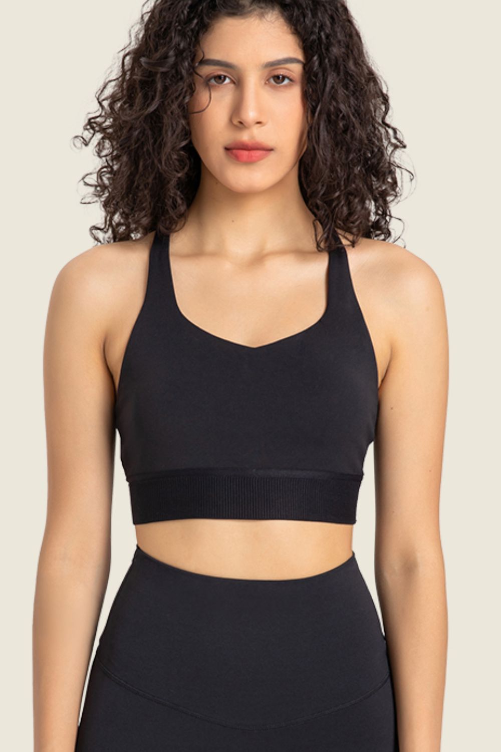 Feel Like Skin Racerback Halter Neck Sports Bra - GlamZation