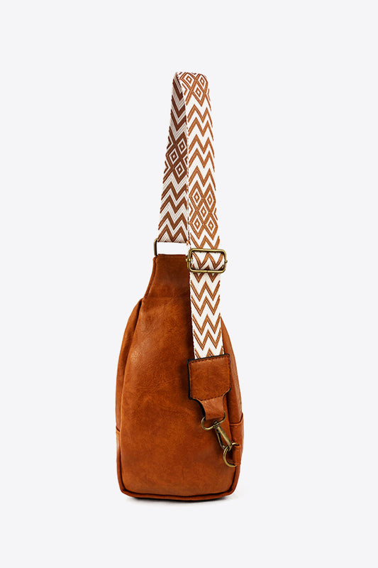 Adjustable Strap PU Leather Sling Bag - GlamZation